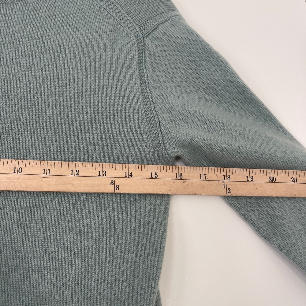 Uniqlo Wool Crew Neck Long Sleeve Knit Sweater Dress Muted Teal Girls Size 9-10 - Picture 9 of 9